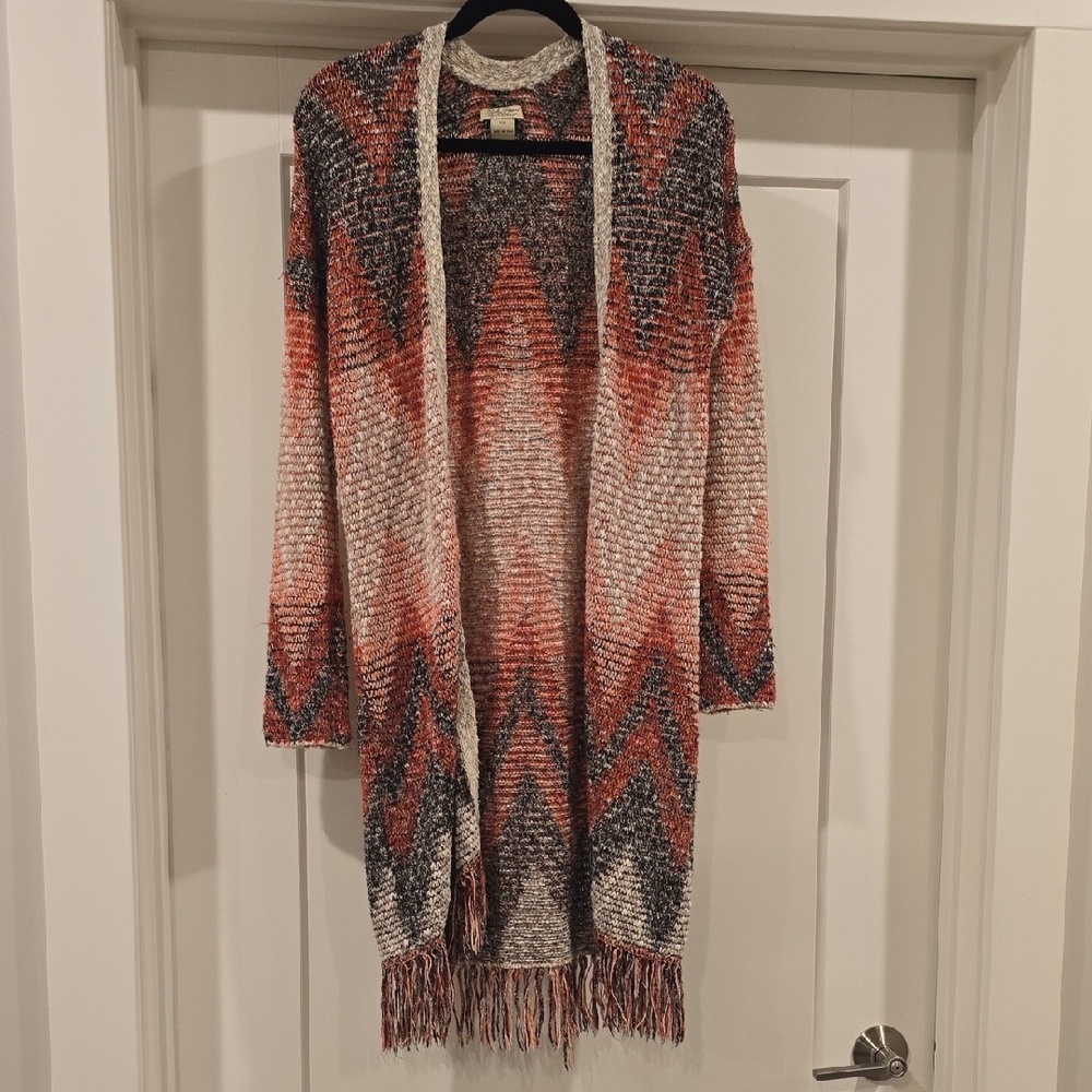 Lucky Brand Red and Gray Knit Sweater XS